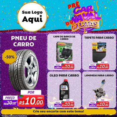Modelo de Rede Social para Feed Facebook com o tema Pré Carnaval de Ofertas para Auto peças