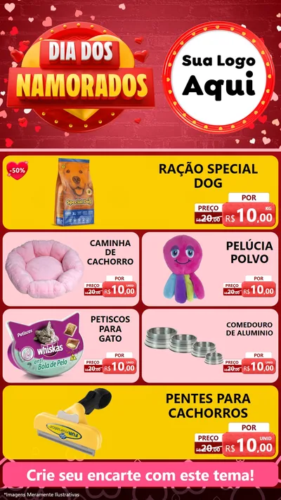 Modelo de TV para TV Vertical com o tema Dia Dos Namorados para Pet Shop
