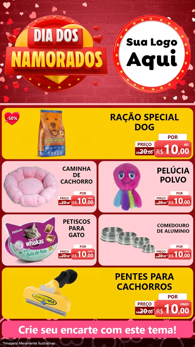 Modelo de TV para TV Vertical com o tema Dia Dos Namorados para Pet Shop