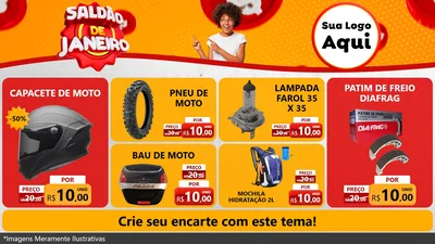 Modelo de TV para TV Horizontal com o tema Saldão de Janeiro para Moto peças