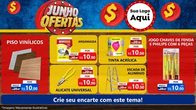 Modelo de TV para TV Horizontal com o tema Junho de Ofertas para Material para Construção