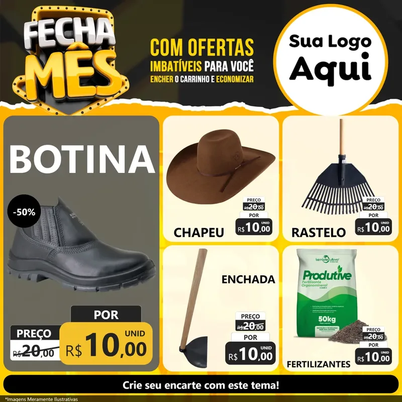 Modelo de Rede Social para Feed Facebook com o tema Fecha Mês para Agropecuária