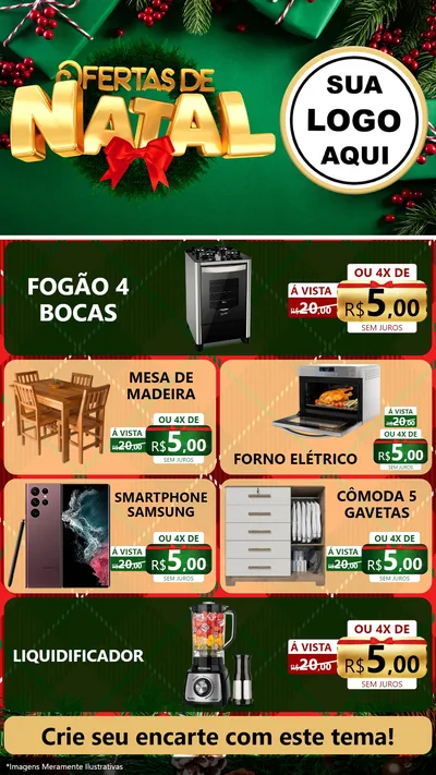 Modelo de TV para TV Vertical com o tema Ofertas de Natal para Móveis e Eletro
