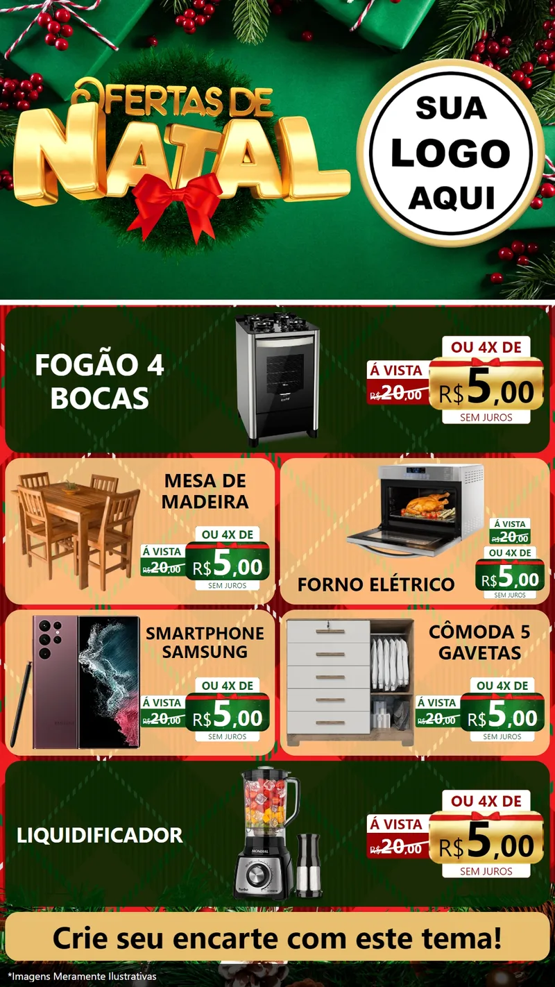 Modelo de TV para TV Vertical com o tema Ofertas de Natal para Móveis e Eletro
