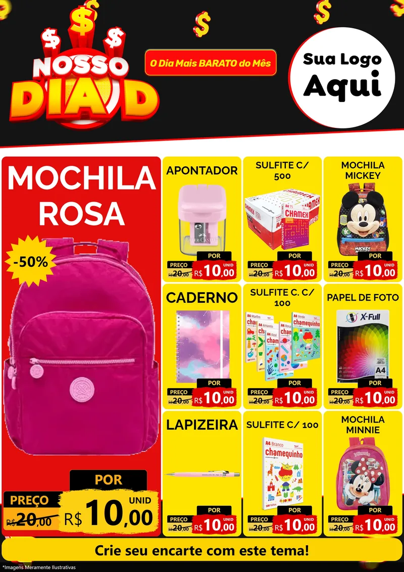 Modelo de Encarte para Encarte A4 Vertical com o tema Nosso Dia D para Papelaria
