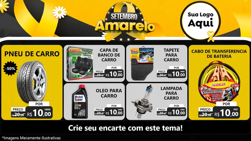 Modelo de TV para TV Horizontal com o tema Setembro Amarelo para Auto peças