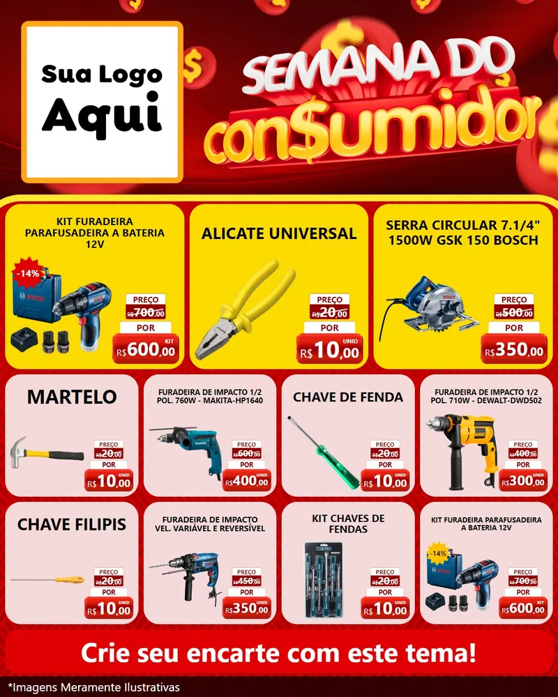 Modelo de Rede Social para Feed Instagram com o tema Semana do Consumidor para Maquinas e Ferramentas