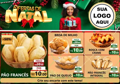 Modelo de Encarte para Encarte A4 Horizontal com o tema Ofertas de Natal para Padaria