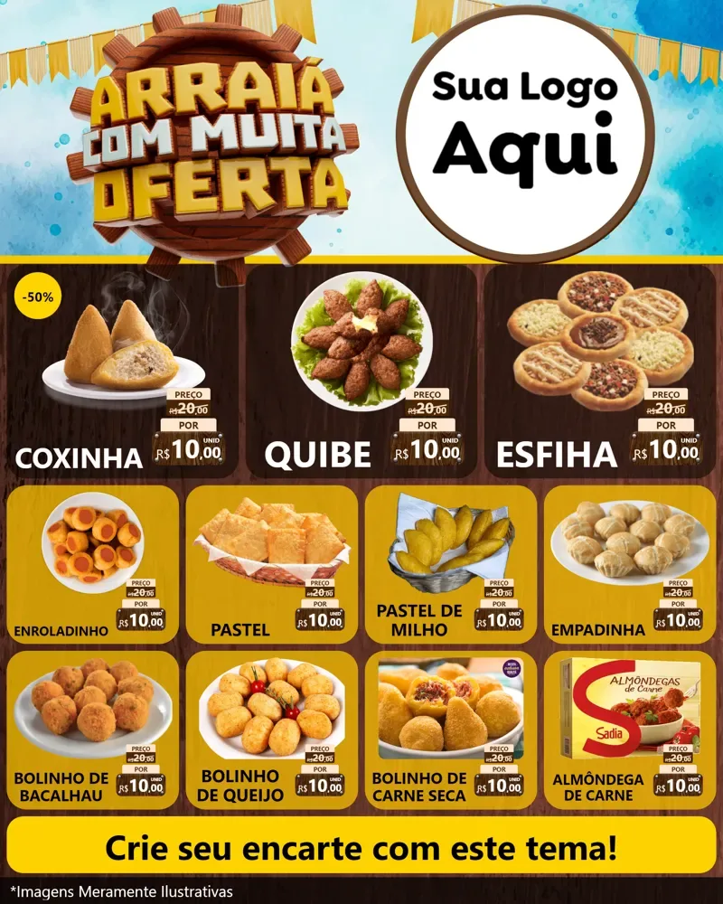 Modelo de Rede Social para Feed Instagram com o tema Ofertas de São João - Junina para Salgadaria