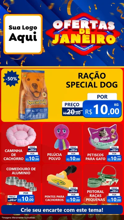 Modelo de Rede Social para Stories com o tema Ofertas de Janeiro para Pet Shop
