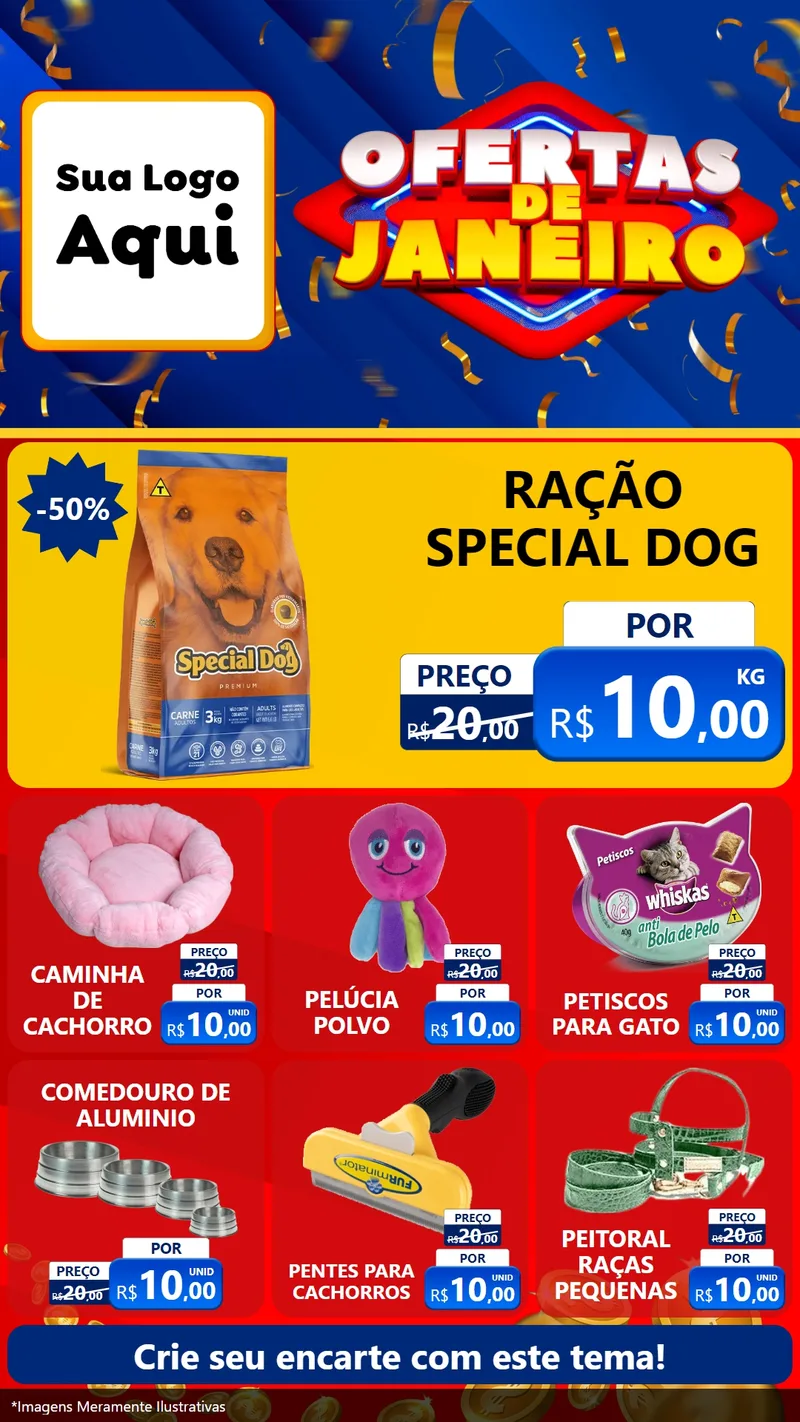 Modelo de Rede Social para Stories com o tema Ofertas de Janeiro para Pet Shop