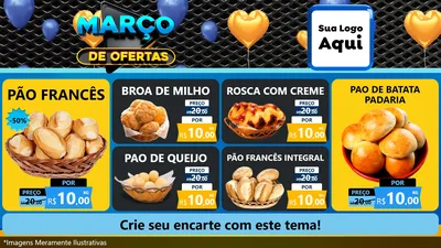 Modelo de TV para TV Horizontal com o tema Março de Ofertas para Padaria