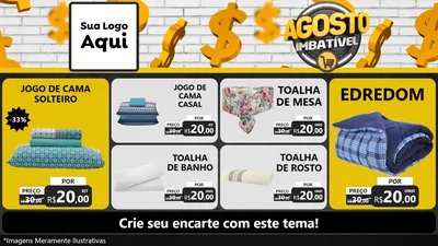 Modelo de TV para TV Horizontal com o tema Agosto imbatível para Cama, Mesa e Banho