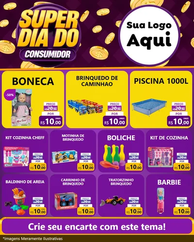Modelo de Rede Social para Feed Instagram com o tema Super Dia do Consumidor para Brinquedos