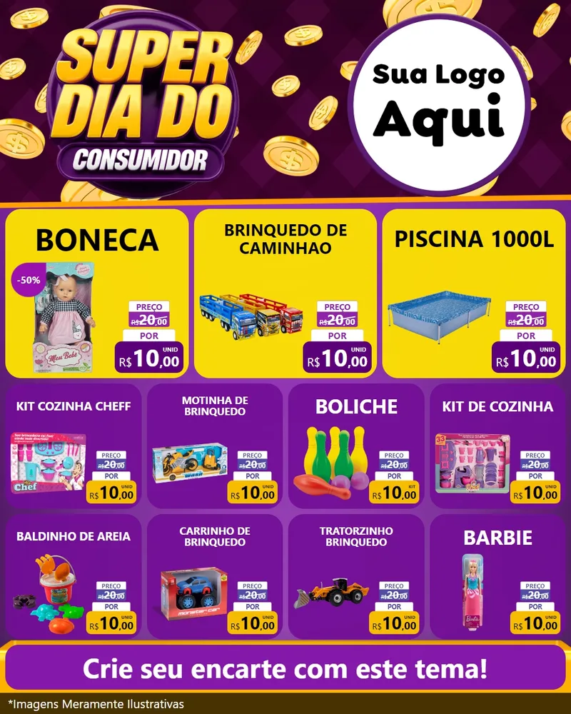 Modelo de Rede Social para Feed Instagram com o tema Super Dia do Consumidor para Brinquedos