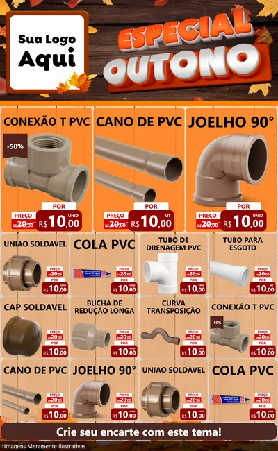 Modelo de Encarte para Encarte Grande com o tema Especial Outono para Tubos e conexões