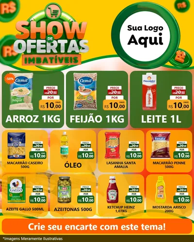 Modelo de Rede Social para Feed Instagram com o tema Show de Ofertas Imbatíveis para Supermercado