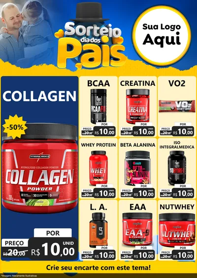 Modelo de Encarte para Encarte A4 Vertical com o tema Sorteio Dia Dos Pais para Suplementos alimentares