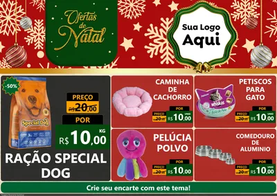 Modelo de Encarte para Encarte A4 Horizontal com o tema Natal de Ofertas para Pet Shop