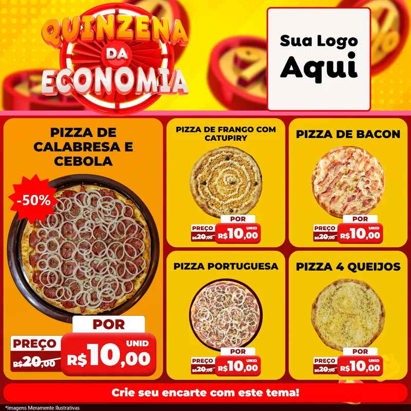 Modelo de Rede Social para Feed Facebook com o tema Quinzena Da Economia para Pizzaria