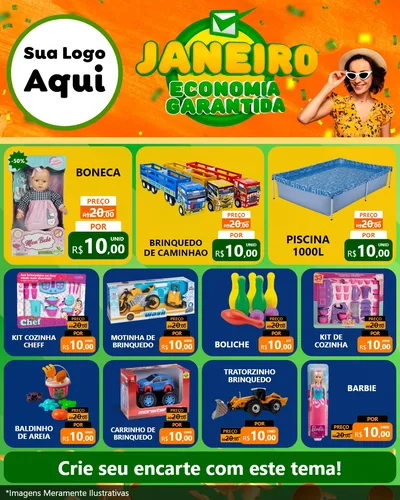 Modelo de Rede Social para Feed Instagram com o tema Janeiro - Economia Garantida para Brinquedos