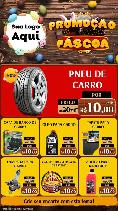 Modelo de Rede Social para Stories com o tema Promoção Páscoa para Auto peças