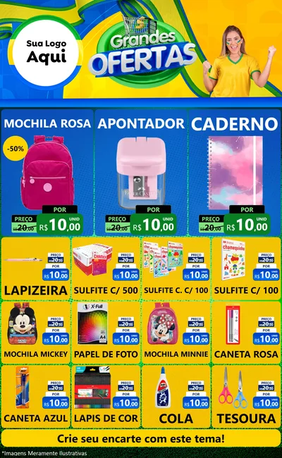 Modelo de Encarte para Encarte Grande com o tema Grandes Ofertas para Papelaria