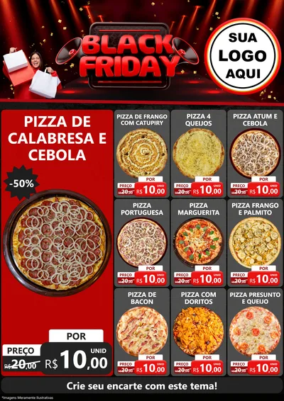 Modelo de Encarte para Encarte A4 Vertical com o tema Black Friday para Pizzaria