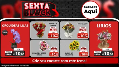 Modelo de TV para TV Horizontal com o tema Sexta Black para Floricultura e jardim