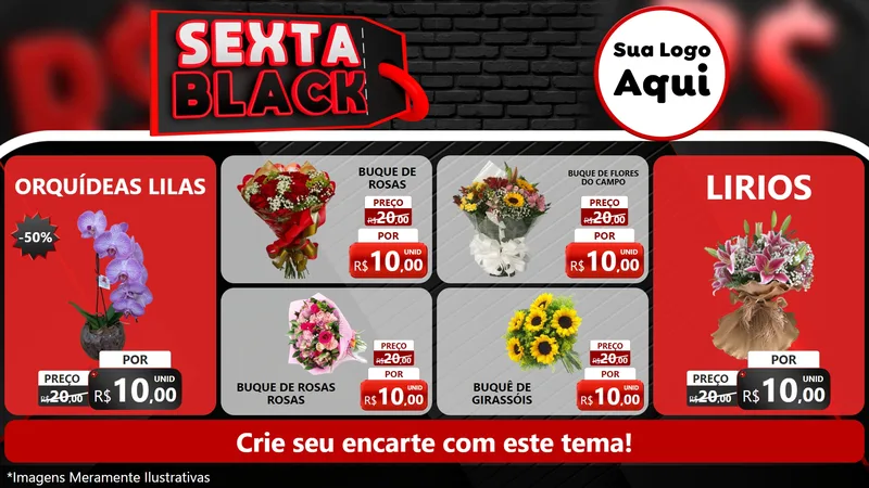 Modelo de TV para TV Horizontal com o tema Sexta Black para Floricultura e jardim
