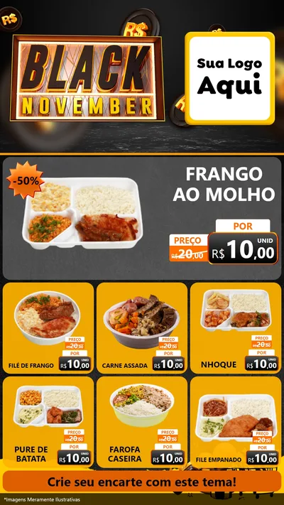 Modelo de Rede Social para Stories com o tema Black November para Restaurante