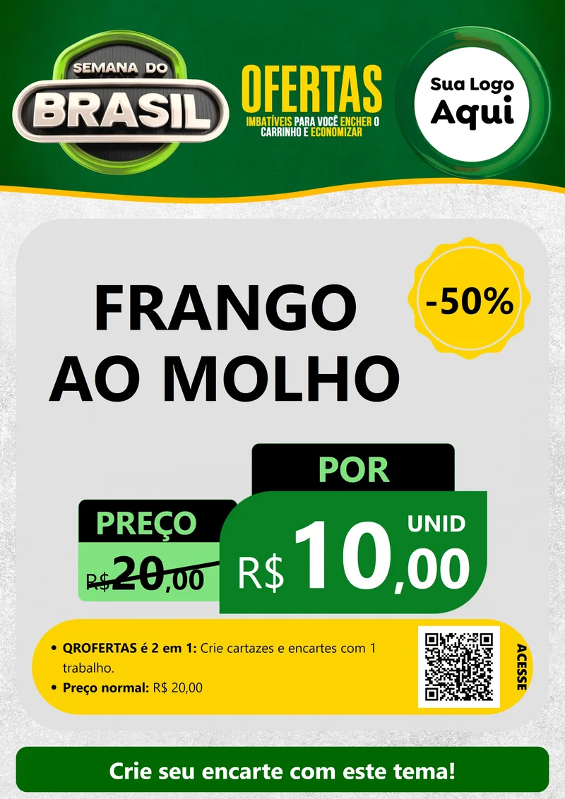 Modelo de Cartaz para Cartaz A4 Vertical com o tema Semana do Brasil para Restaurante