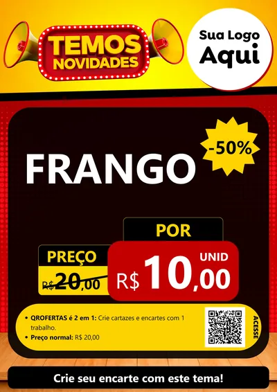 Modelo de Cartaz para Cartaz A4 Vertical com o tema Temos Novidades para Assados