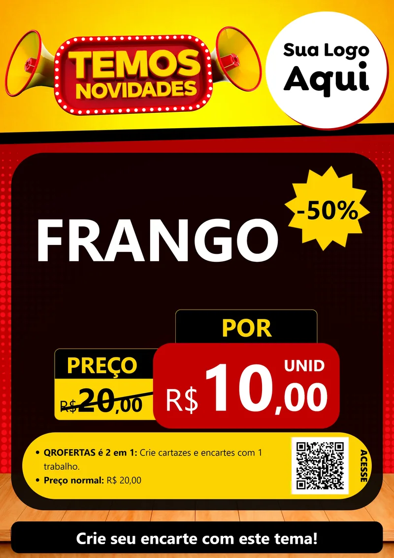 Modelo de Cartaz para Cartaz A4 Vertical com o tema Temos Novidades para Assados