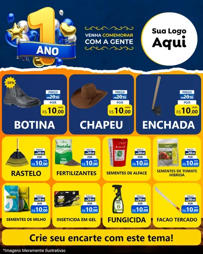 Modelo de Rede Social para Feed Instagram com o tema Um Ano de Aniversário para Agropecuária