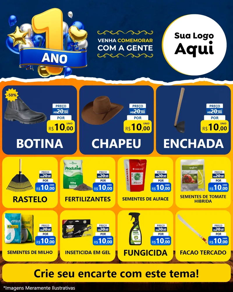 Modelo de Rede Social para Feed Instagram com o tema Um Ano de Aniversário para Agropecuária