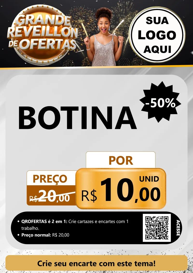 Modelo de Cartaz para Cartaz A4 Vertical com o tema Grande Réveillon de Ofertas para Agropecuária