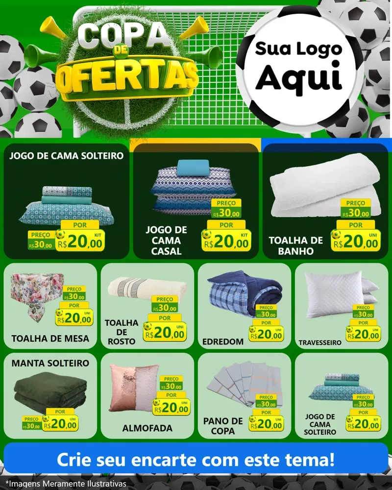 Modelo de Rede Social para Feed Instagram com o tema Copa De Ofertas para Cama, Mesa e Banho