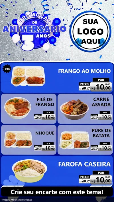 Modelo de TV para TV Vertical com o tema Promoção de Aniversário - 3 Anos para Restaurante