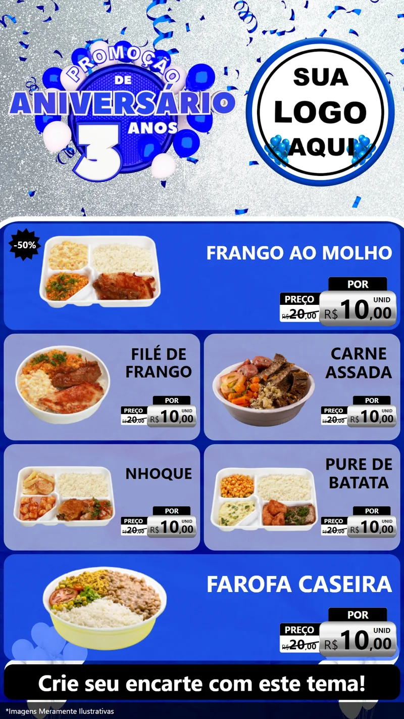 Modelo de TV para TV Vertical com o tema Promoção de Aniversário - 3 Anos para Restaurante