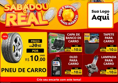 Modelo de Encarte para Encarte A4 Horizontal com o tema Sabadou do Real para Auto peças