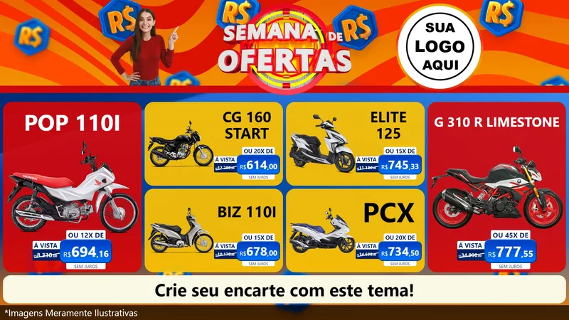 Modelo de TV para TV Horizontal com o tema Semana de Ofertas para Concessionaria de Motos
