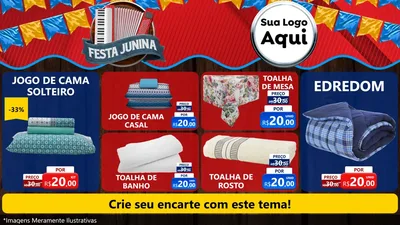 Modelo de TV para TV Horizontal com o tema Festa Junina para Cama, Mesa e Banho