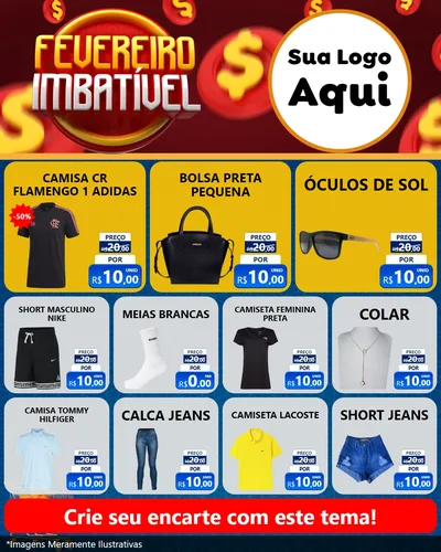 Modelo de Rede Social para Feed Instagram com o tema Fevereiro Imbatível para Roupas e acessórios