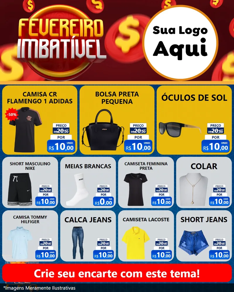 Modelo de Rede Social para Feed Instagram com o tema Fevereiro Imbatível para Roupas e acessórios