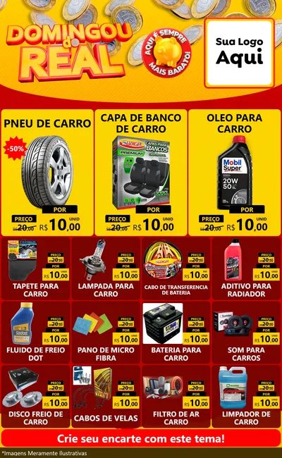 Modelo de Encarte para Encarte Grande com o tema Domingou do Real para Auto peças