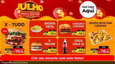 Modelo de TV para TV Horizontal com o tema Julho Ofertas Imbatíveis para Hamburgueria