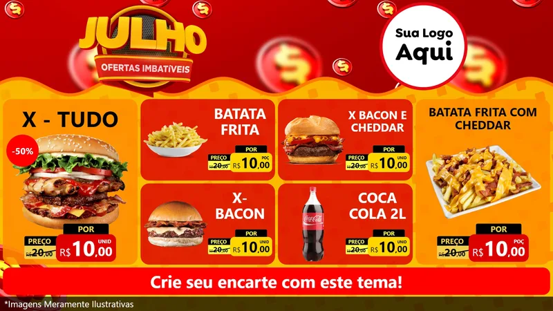 Modelo de TV para TV Horizontal com o tema Julho Ofertas Imbatíveis para Hamburgueria
