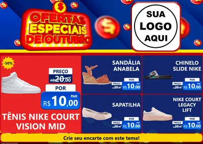 Modelo de Encarte para Encarte A4 Horizontal com o tema Ofertas Especiais de Outubro para Calçados