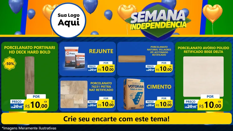 Modelo de TV para TV Horizontal com o tema Semana da Independência para Pisos e revestimentos